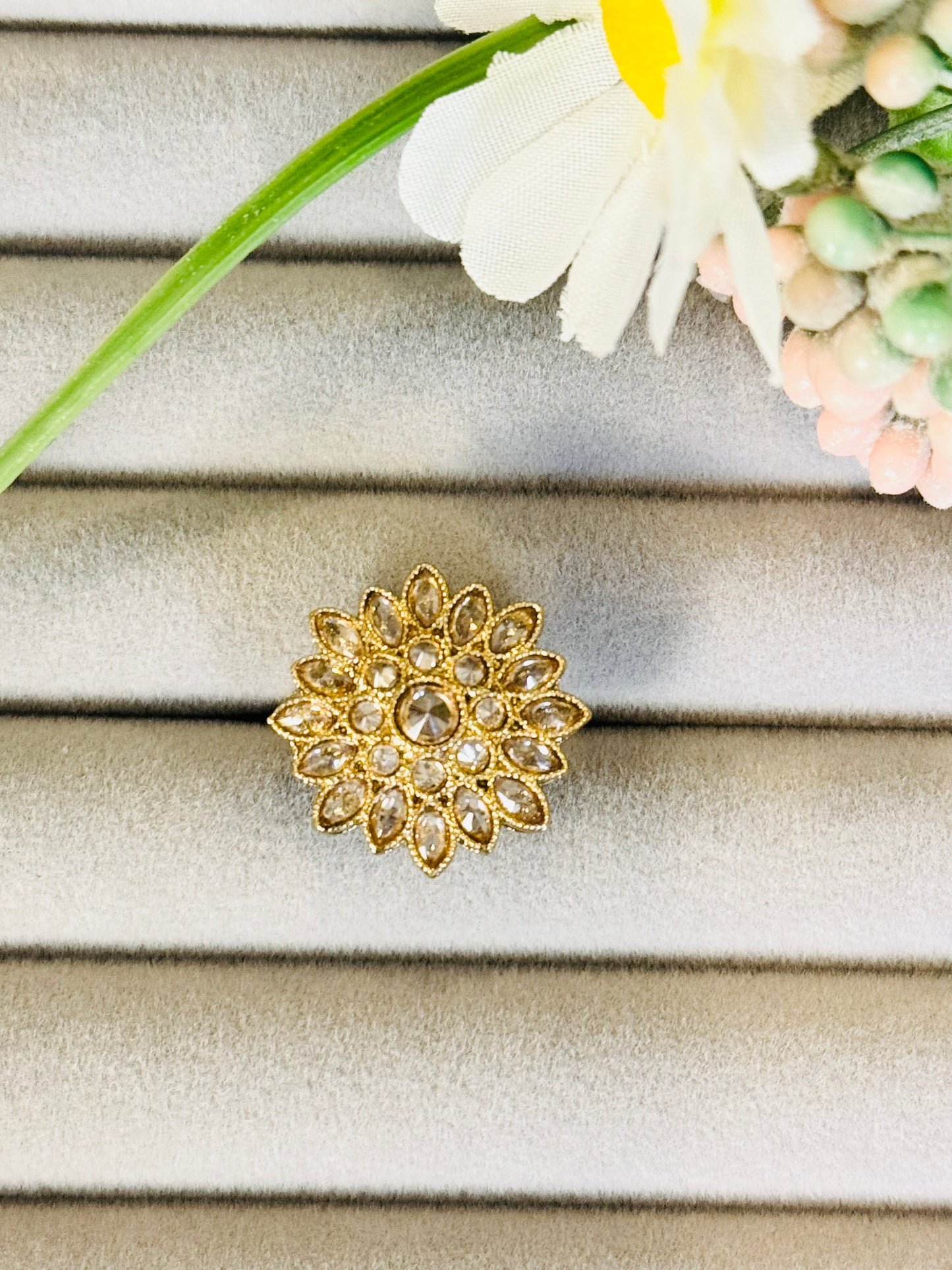 Beautiful Adjustable Flower design Ring In Gold For Any Occasion