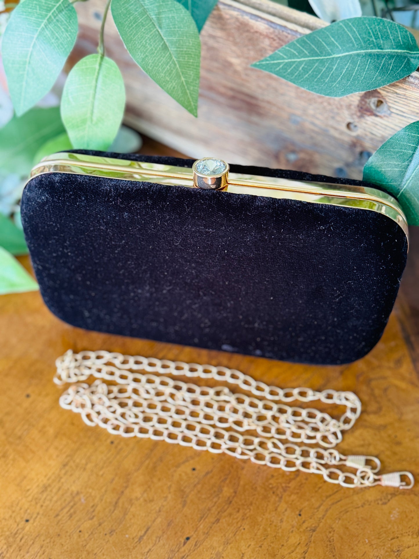 Handmade handwork beautiful velvet fabric black clutch