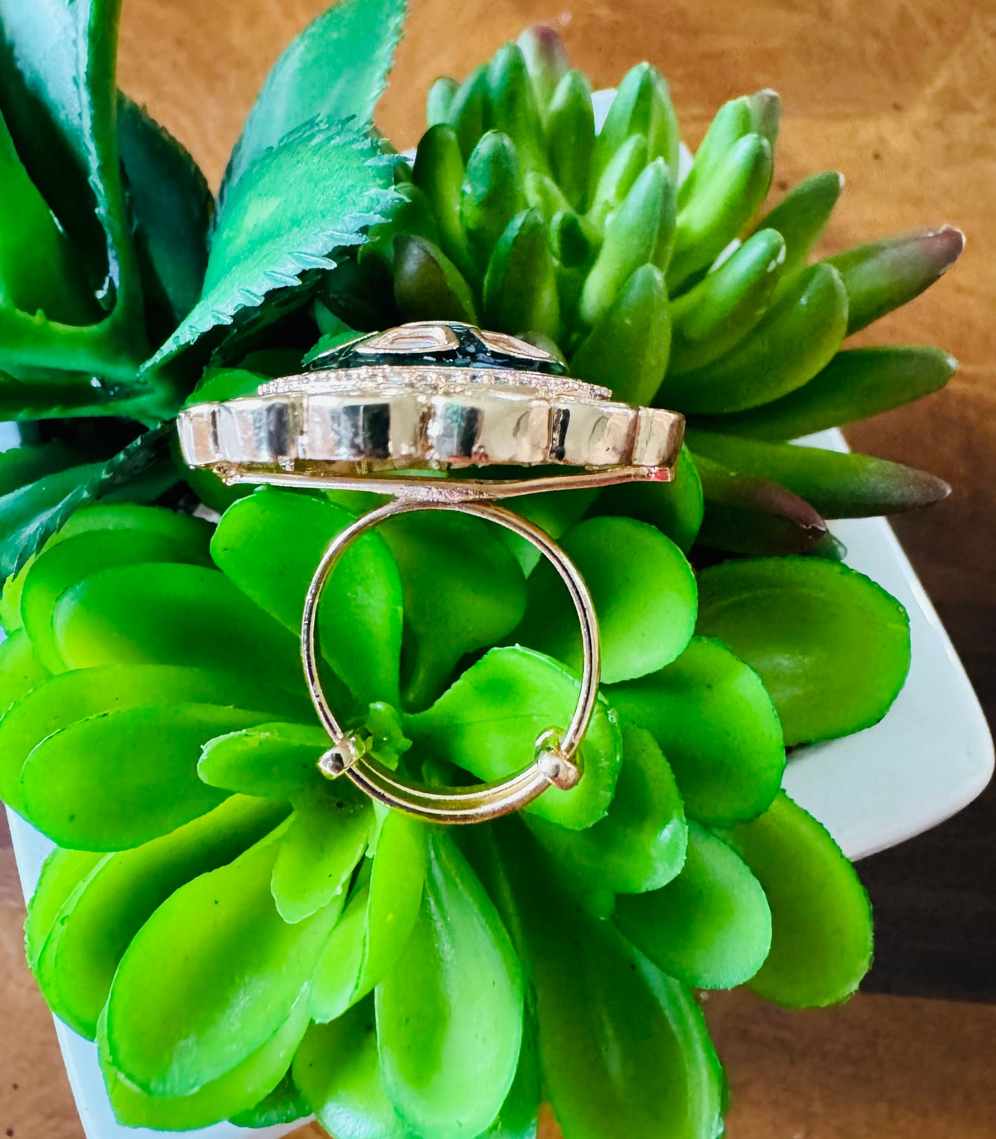 Beautiful green kundan adjustable ring