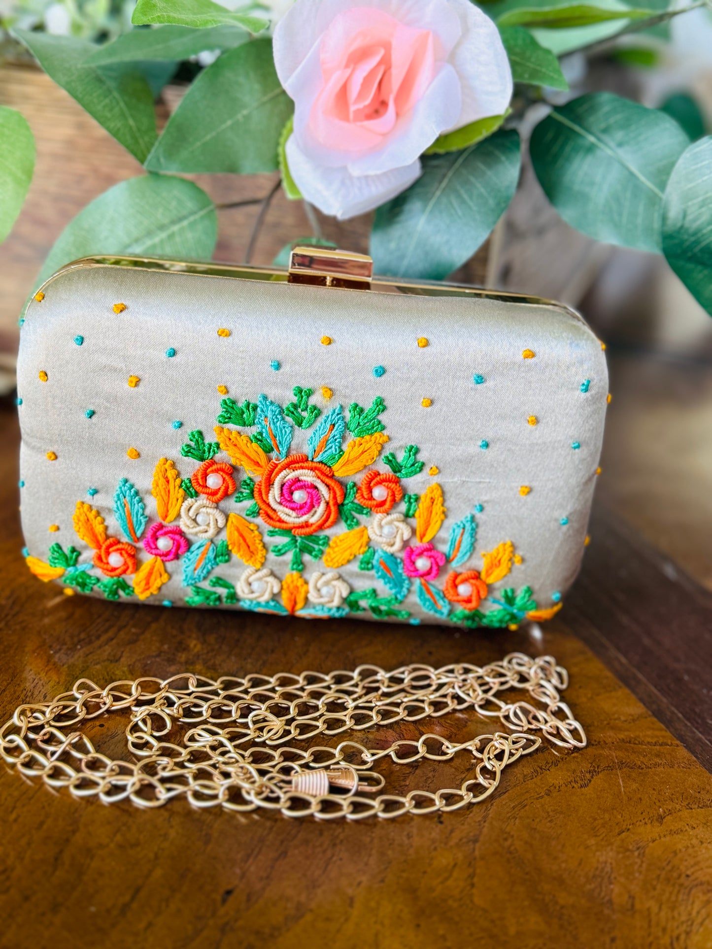 Beautiful handmade embroidered clutch for wedding and evening parties