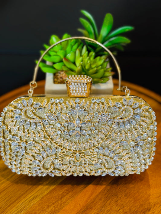 Beautiful Golden Silver Unique Combo Color Clutch For Wedding And Parties