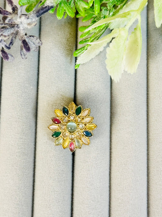 Beautiful multicolor medium size flower design Ring for any occasion