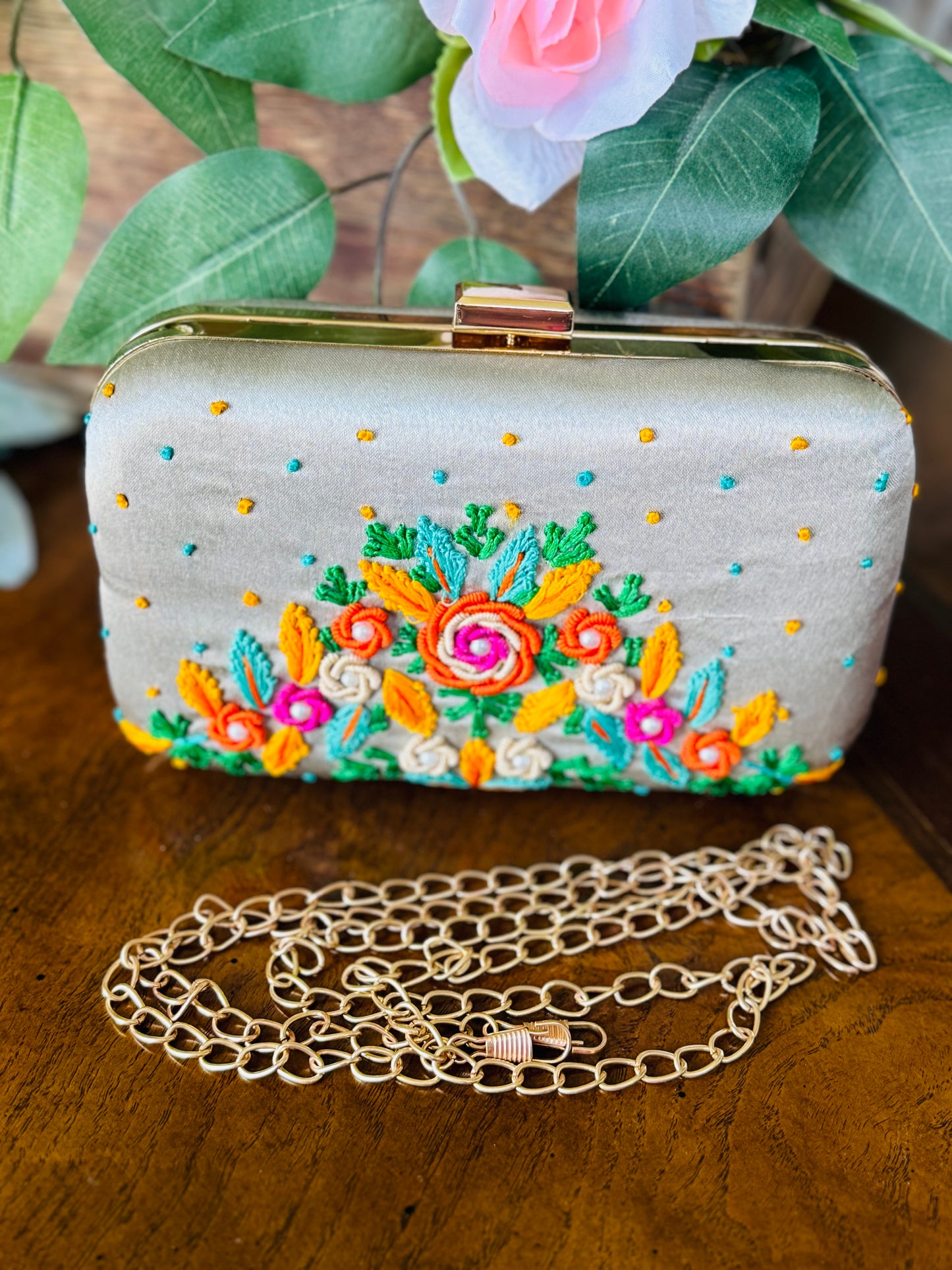 Beautiful handmade embroidered clutch for wedding and evening parties