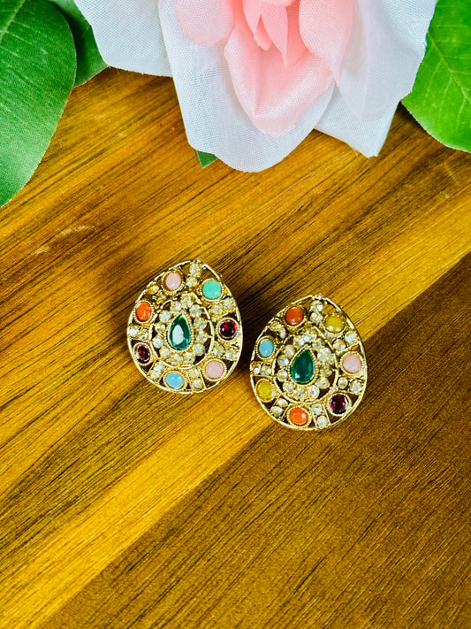 Beautiful multicolor regular size everyday stud earrings